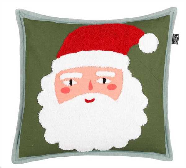 CUSCINO VERDE CON BABBO NATALE - L45XW45XH10CM