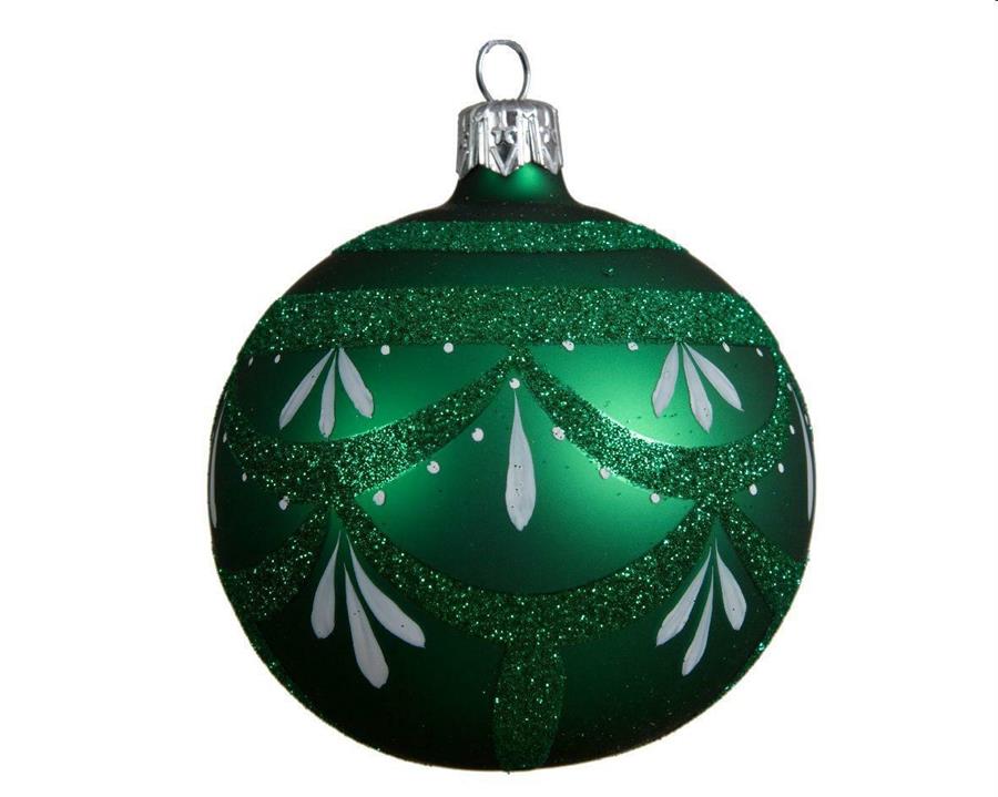 PALLINA NATALE VETRO DIA8CM GLITTER VERDE SMERALDO