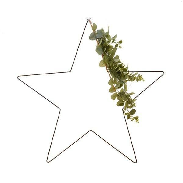 PREL DECO STAR W LEAVES BO GR/WARM WH DIA120CM-60L