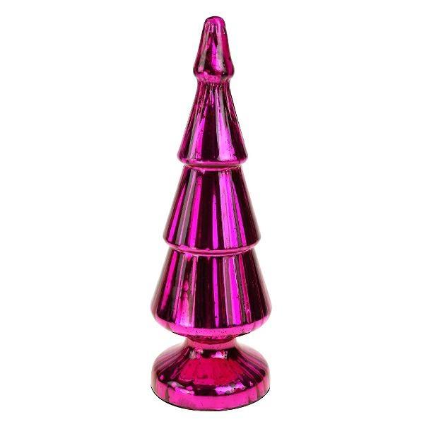 GLASS TREE, SHINY FUCHSIA, GLASS, 12X36 CM