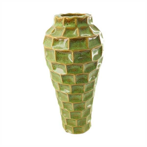 VASO CERAMICA CM.14X14X30 VERDE OLIVA