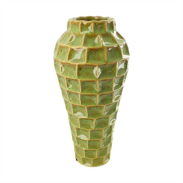 VASO CERAMICA CM.17,5X17,5X37 VERDE OLIVA