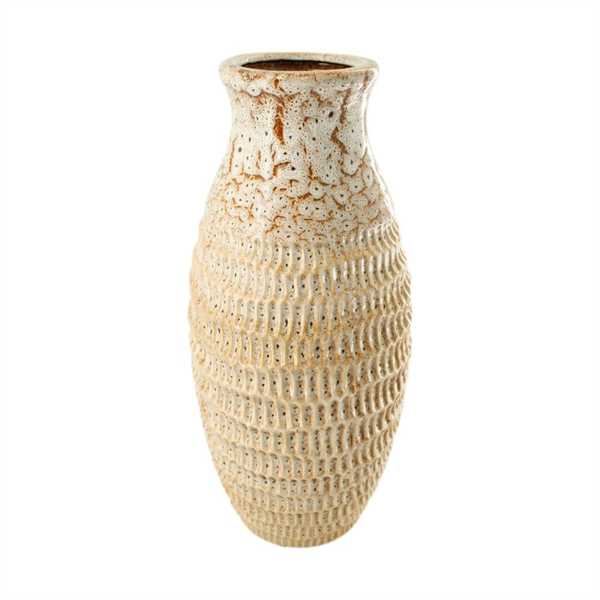 VASO CERAMICA CM.18X18X41 MARRONE