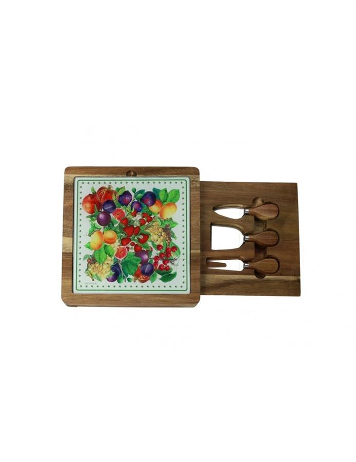 TAGLIERE FORMAGGI CON ACCESSORI LE PRIMIZIE CM.24X24