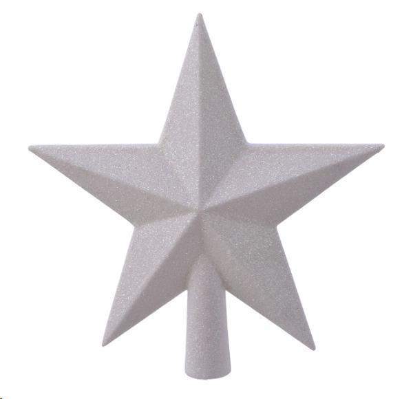 PUNTA ALBERO STELLA PLASTICA GLITTER BIANCO L4.20-W19-H19CM