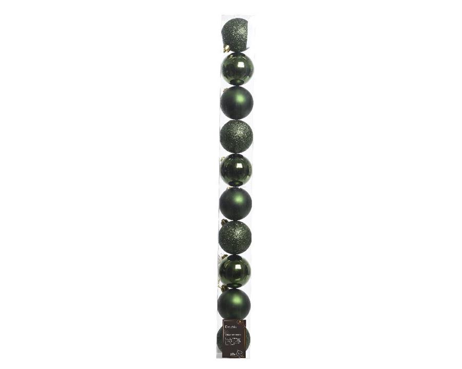 CONFEZIONE 10 PALLINE DI NATALE PLASTICA DIA6CM PINE GREEN