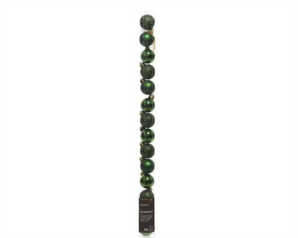 CONFEZIONE 14 PALLINE DI NATALE PLASTICA DIA3CM PINE GREEN