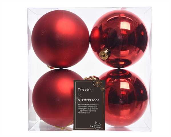 CONFEZIONE 4 PALLINE NATALE PLASTICA DIA10CM CHRISTMAS RED