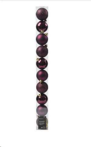 CONFEZIONE 10 PALLINE DI NATALE PLASTICA DIA6CM DARK MAUVE