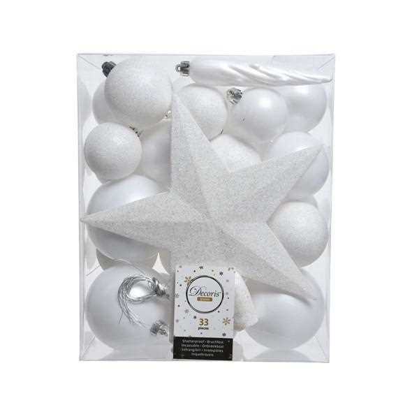 CONFEZIONE 33 PALLINE NATALE PLASTICA DIA8CM WINTER WHITE