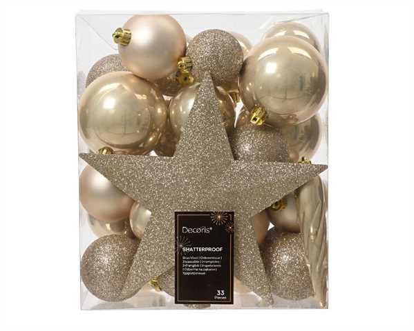 CONFEZIONE 33 PALLINE DI NATALE PLASTICA DIA8CM PEARL