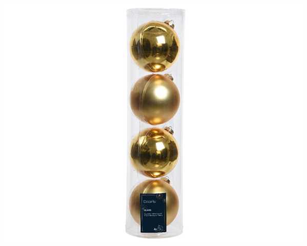 CONFEZIONE 4 PALLINE NATALE VETRO DIA10CM LIGHT GOLD