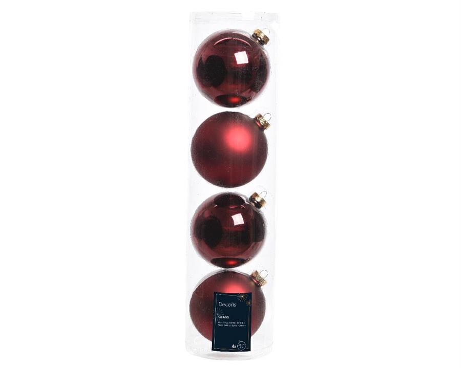 CONFEZIONE 4 PALLINE NATALE VETRO DIA10CM OXBLOOD