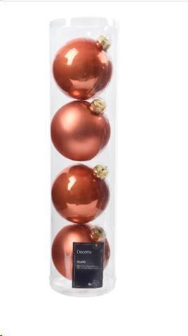 CONFEZIONE 4 PALLINE NATALE VETRO DIA10CM SPICED PUMPKIN