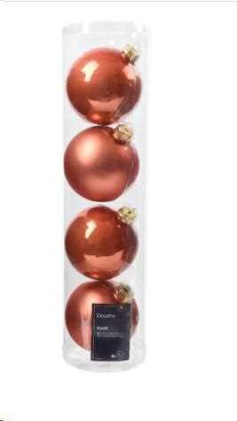 CONFEZIONE 4 PALLINE NATALE VETRO DIA10CM SPICED PUMPKIN