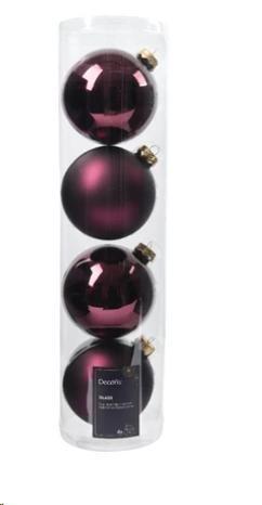 CONFEZIONE 4 PALLINE NATALE VETRO DIA10CM DARK MAUVE