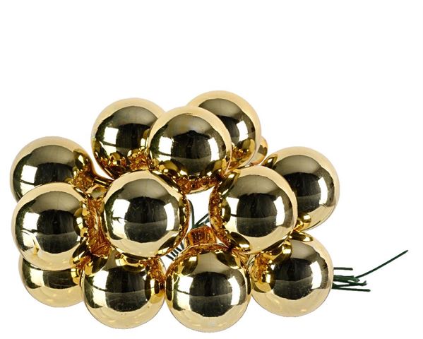 GRAPPOLO 12 PALLINE NATALE VETRO DIA2,5CM LIGHT GOLD LUCIDO