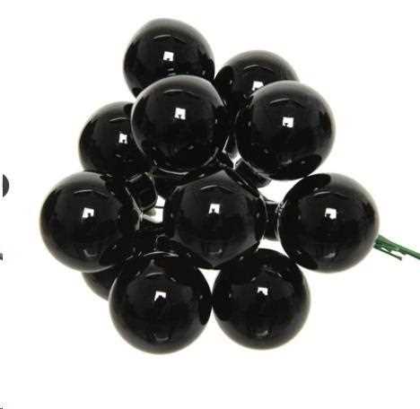 GRAPPOLO 12 PALLINE NATALE VETRO DIA2,5CM BLACK LUCIDO