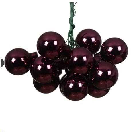 GRAPPOLO 12 PALLINE NATALE VETRO DIA2,5CM DARK MAUVE LUCIDO