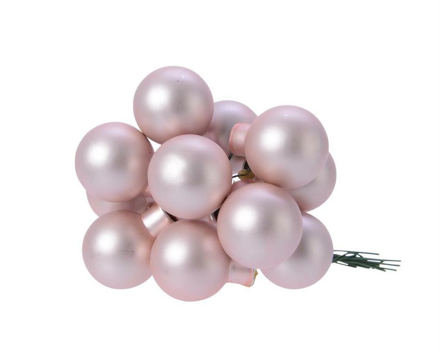 GRAPPOLO 12 PALLINE NATALE VETRO DIA2,5CM BLUSH PINK OPACO