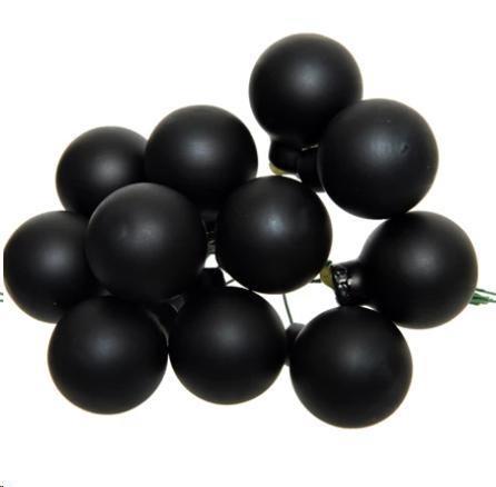 GRAPPOLO 12 PALLINE NATALE VETRO DIA2,5CM BLACK OPACO