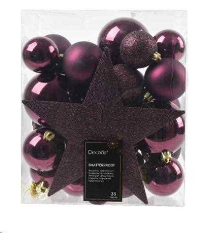 CONFEZIONE 33 PALLINE DI NATALE PLASTICA DIA8CM DARK MAUVE