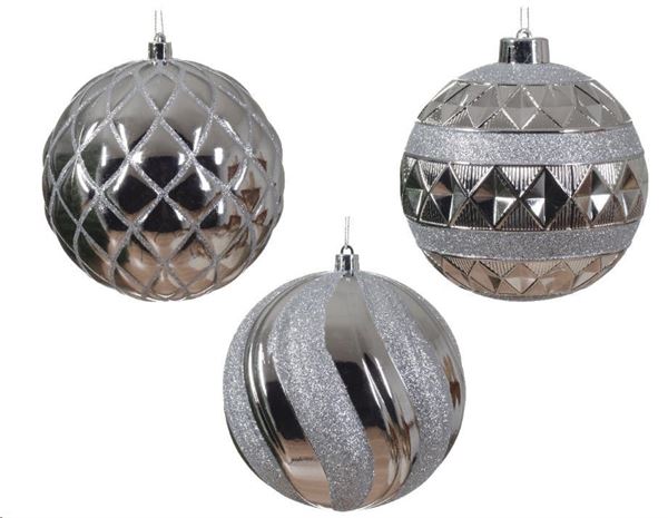 PALLINA NATALE PLASTICA DIA12CM 3ASS. SILVER