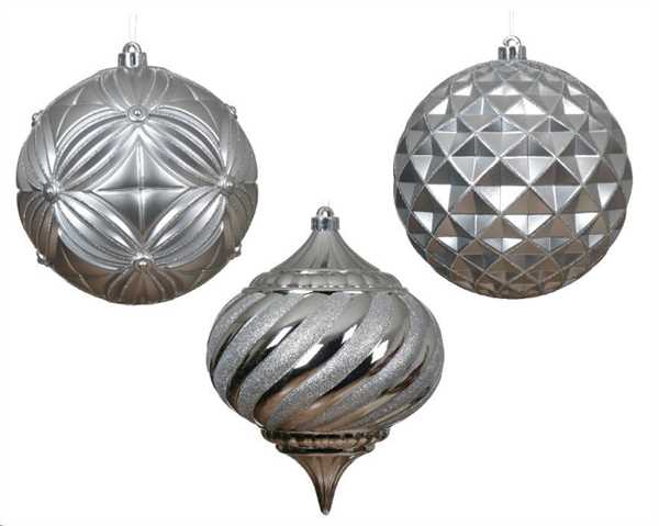 PALLINA NATALE PLASTICA DIA20CM 3ASS. SILVER