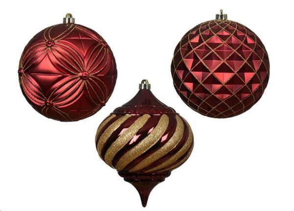 PALLINA NATALE PLASTICA DIA20CM 3ASS. OXBLOOD