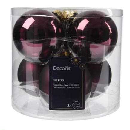 CONFEZIONE 6 PALLINE NATALE VETRO DIA8CM DARK MAUVE