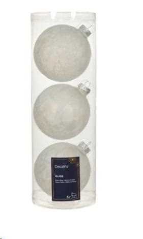 CONFEZIONE 3 PALLINE NATALE VETRO DIA10CM WHITE ICE LACQUER