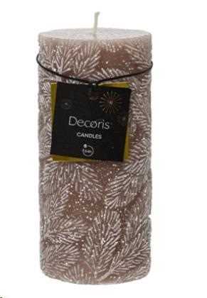 CANDELA PILLAR PARAFFINA INNEVATA FOGLIE CM.D7X15H BROWN