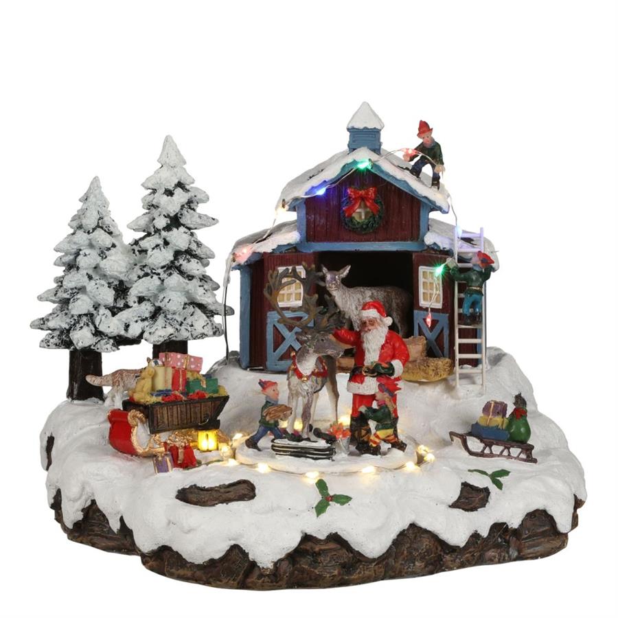 VILLAGGIO BABBO NATALE/RENNE/ELFI C/LED CM.23,5X21XH.20