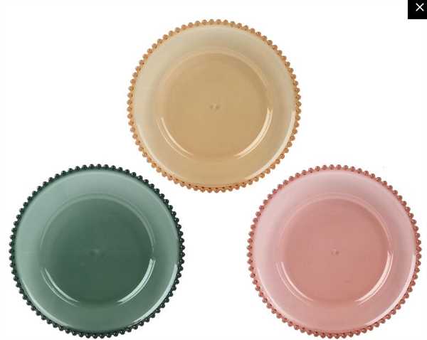 PIATTO PLASTICA ROSA/AMBRA/VERDE CM.D33X3H