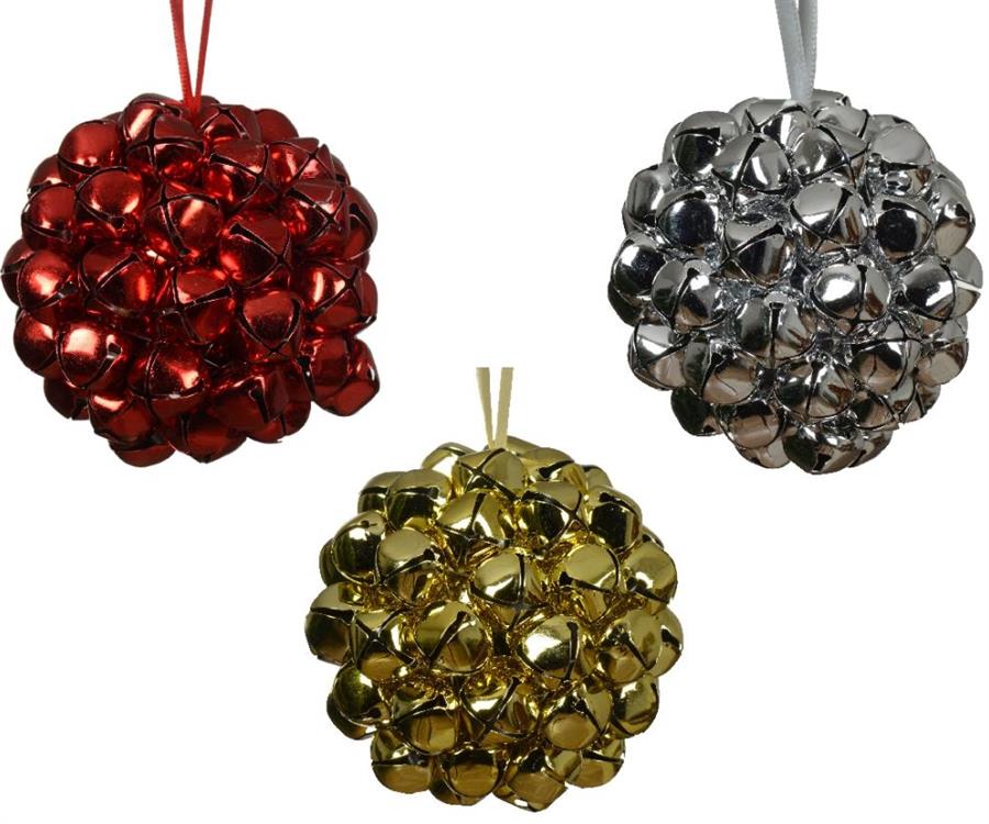 PALLINA CON CAMPANELLI ROSSO/ARGENTO/ORO CM.D9X9H