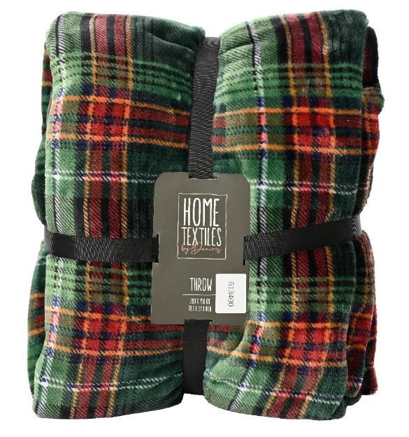 COPERTA PLAID SINGOLA SCOZZESE VERDE/ROSSA CM.150X200