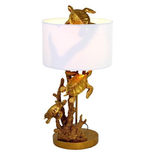 LAMPADA DA TAVOLO TARTARUGHE ORO/BIANCO POLIRE. CM.30X30X62H