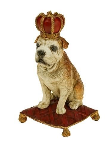 DECORAZIONE ROYAL DOG IN POLIRESINA, CM.13X12X21,5 ROSA/BEIG