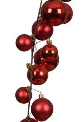 GHIRLANDA NATALE PALLINE PLASTICA CMØ10 H180 CHRISTMAS RED