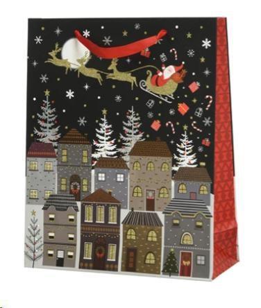 BUSTA REGALO NATALE CARTA CM.30X12X42H PAESAGGIO NOTTURNO