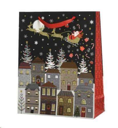 BUSTA REGALO NATALE CARTA CM.50X18X72H PAESAGGIO NOTTURNO