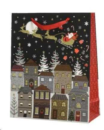 BUSTA REGALO NATALE CARTA CM.42X16X48H PAESAGGIO NOTTURNO