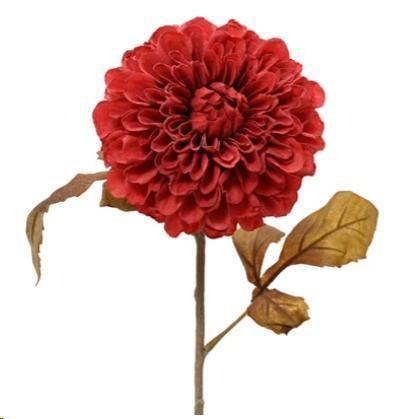 DAHLIA CON FOGLIE POLIESTERE CM.D20X76H RED