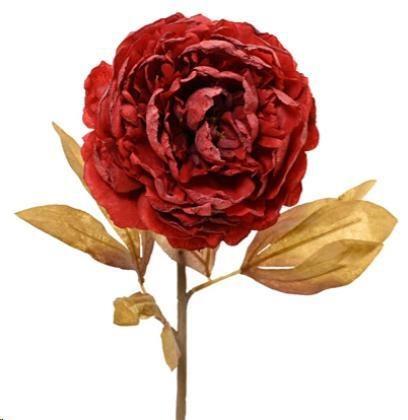 PEONIA CON FOGLIE POLIESTERE CM.D20X75H RED