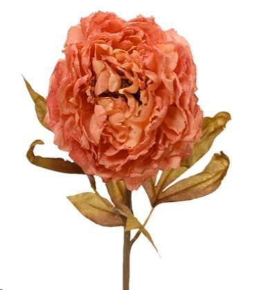 PEONIA CON FOGLIE POLIESTERE CM.D20X75H SPICED PUMPKIN