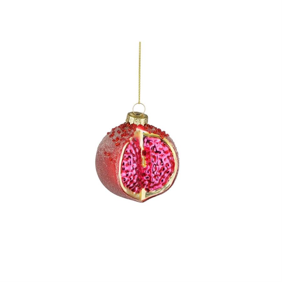 DECORAZIONE NATALE MELOGRANO VETRO CM6,5X6,5X7H ROSSO