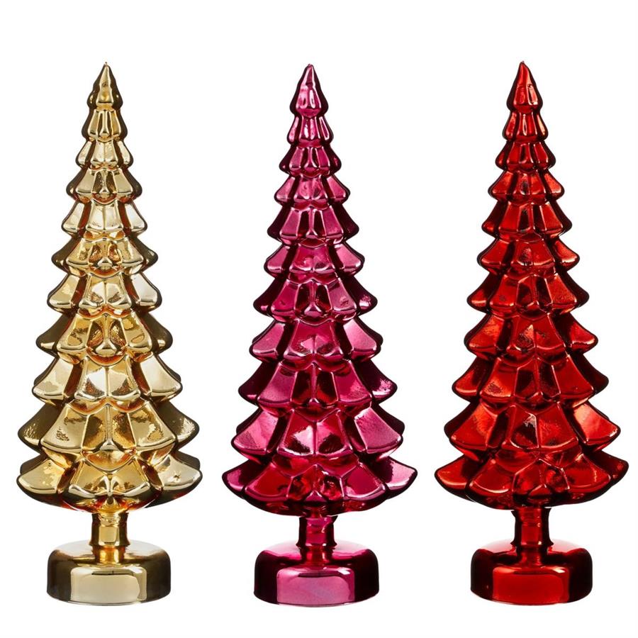 DECORAZIONE ALBERO NATALE VETRO CM.D14X39H 3 COL. ASSORTITI