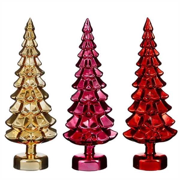 DECORAZIONE ALBERO NATALE VETRO CM.D14X39H 3 COL. ASSORTITI