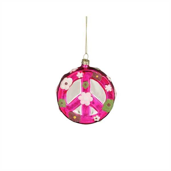 DECORAZIONE NATALE SIMBOLO PACE VETRO CM.9X9X3H ROSA