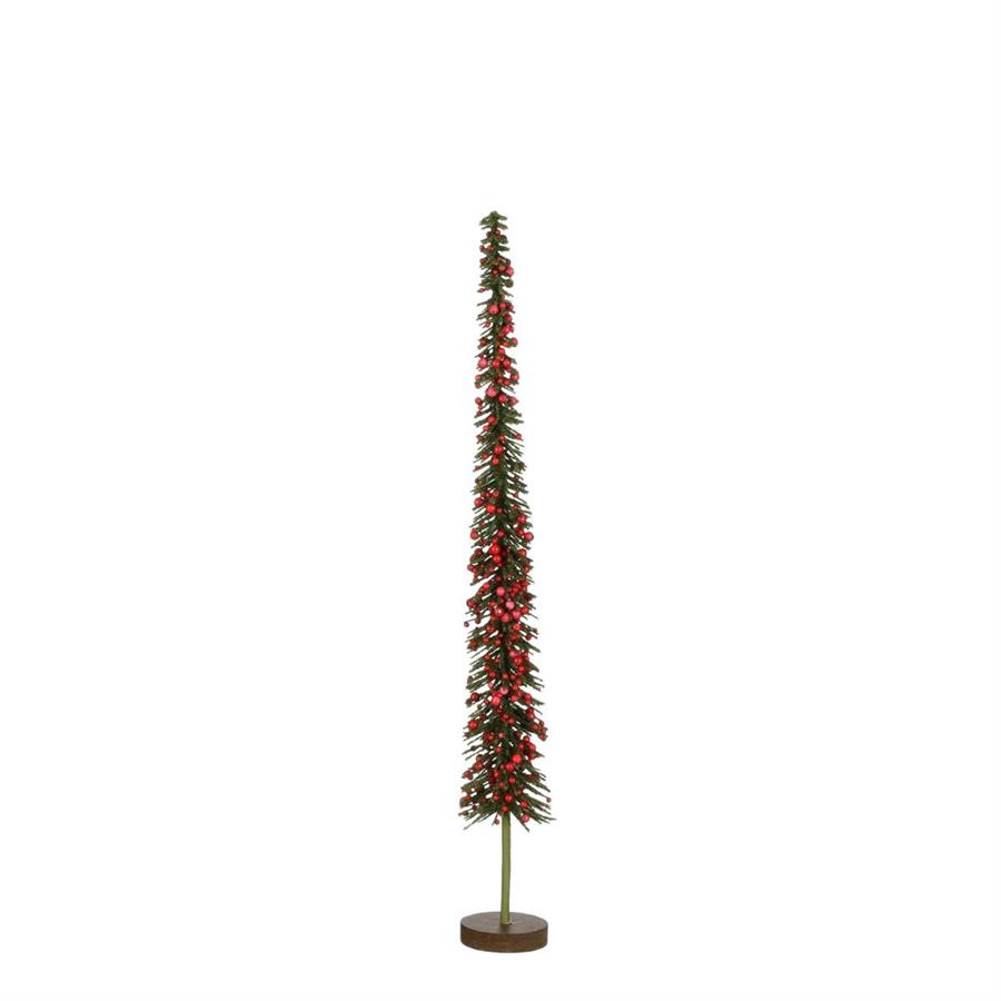 DECORAZIONE ALBERO NATALE CM.D6,5X58H VERDE BACCHE ROSSE